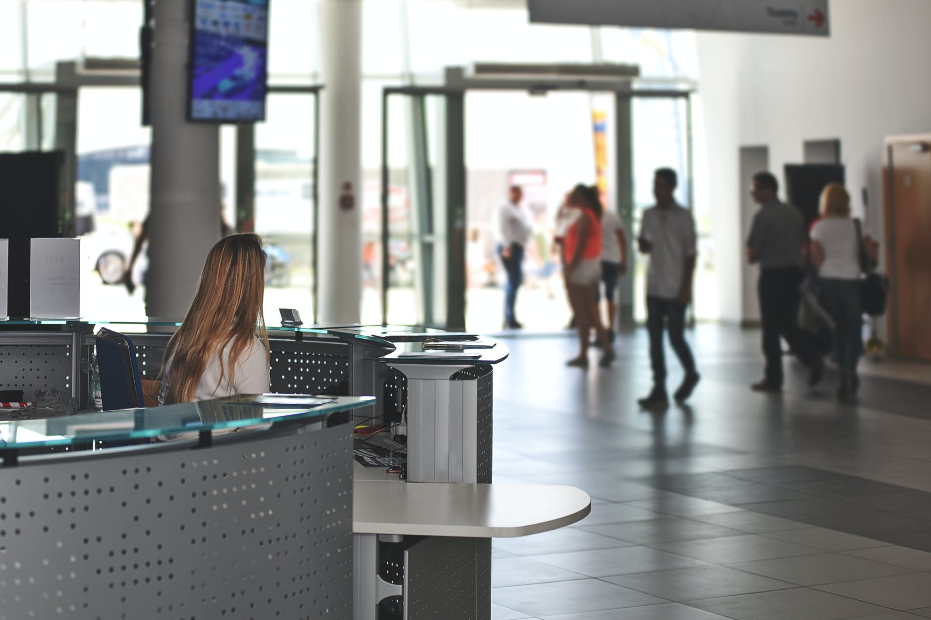 adults airport architecture blur